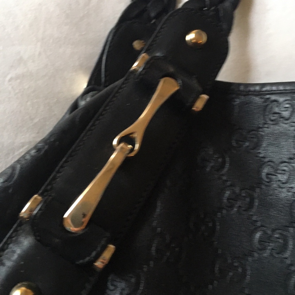 Gucci Black Embossed Leather Tote - Picture 7 of 11